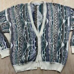 Vintage St Croix Sweater 3D Knit Coogi Style Sz L Lightweight USA Made Dad 90s
